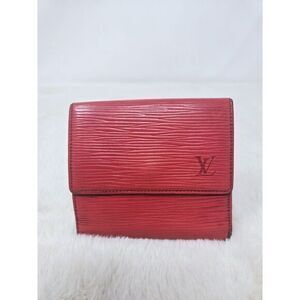 Vintage Louis Vuitton Epi Elise Trifold Light Red Leather Wallet‎